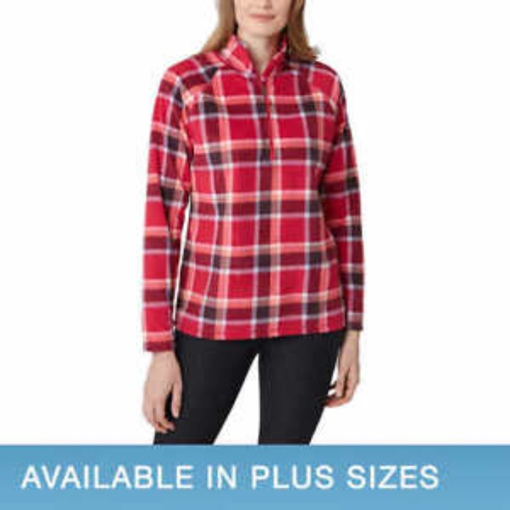New!! Eddie Bauer Ladies' Quarter Zip Pullover Ultrasoft Long Sleeve Red X-Small